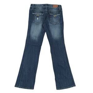 Vigoss Bootcut Jeans Womens 9 32X31 Dark Wash Y2K Distressed Flap Pocket P2699CR